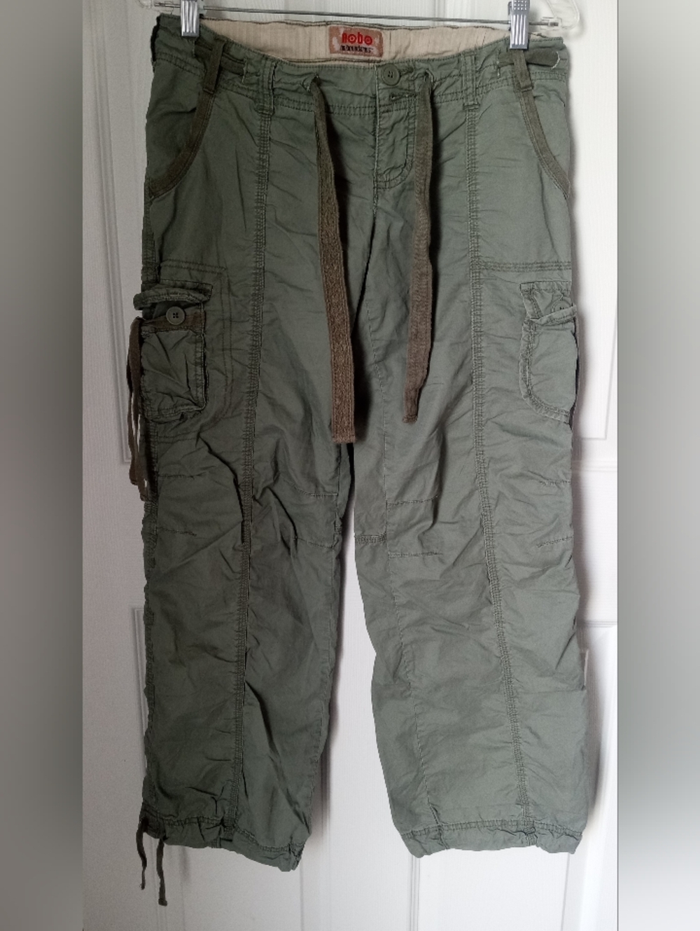 No Boundaries Olive Green Cargo Crop Joggers